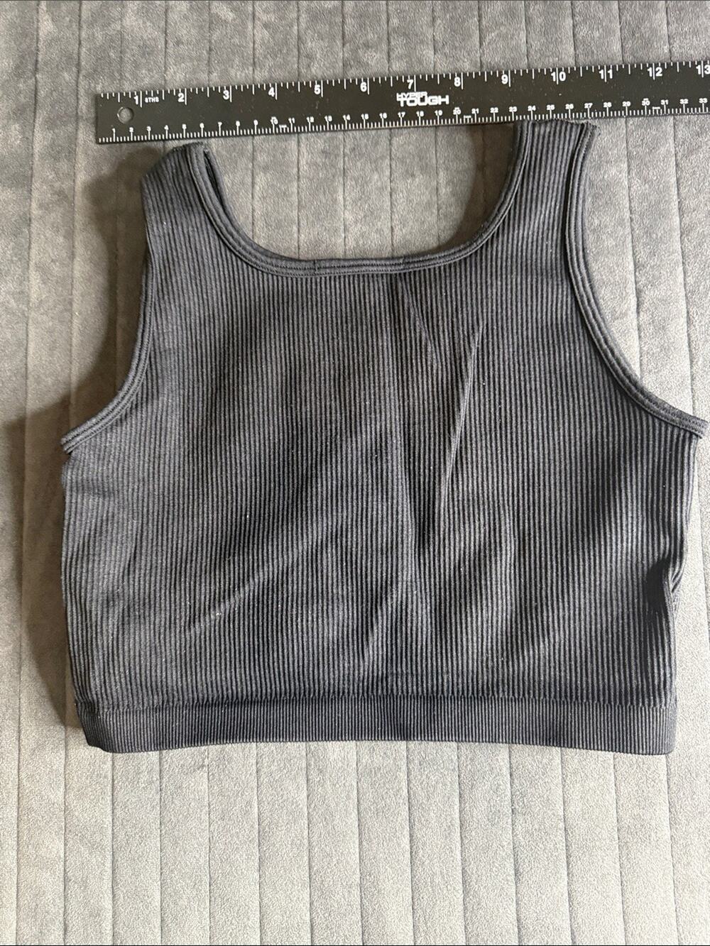 Ribbed Crop Bralette - Charcoal Gray